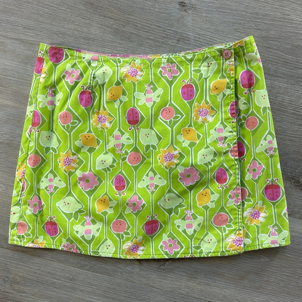 VTG Lilly Pulitzer‎ Size 0 Ladybug Croc Monsieur Reversible Skirt Cotton